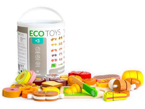 DREWNIANE JEDZENIE DO KROJENIA 23 SZTUKI ECOTOYS