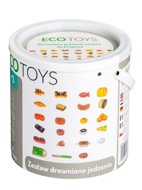 DREWNIANE JEDZENIE DO KROJENIA 23 SZTUKI ECOTOYS