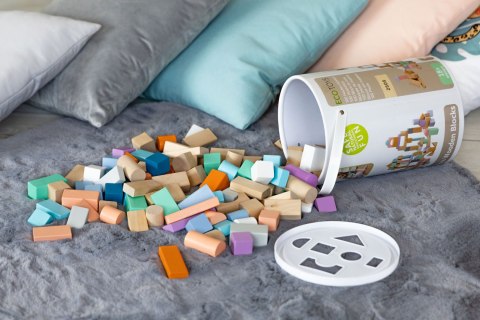 DREWNIANE KLOCKI 100 SZT WIADERKO + SORTER ECOTOYS