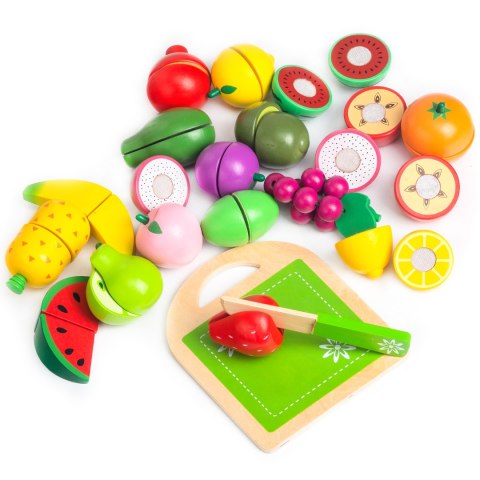 DREWNIANE OWOCE DO KROJENIA 20 SZTUK ECOTOYS