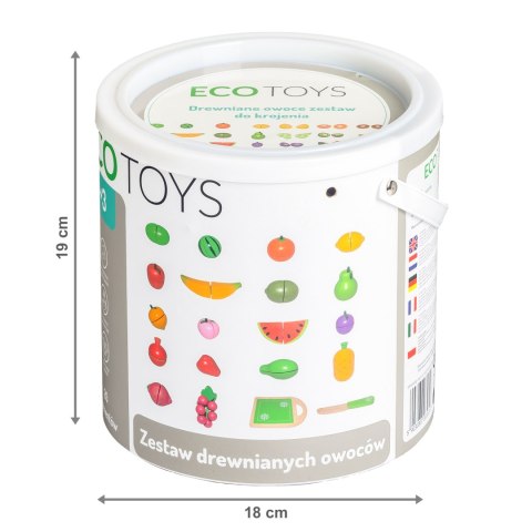 DREWNIANE OWOCE DO KROJENIA 20 SZTUK ECOTOYS