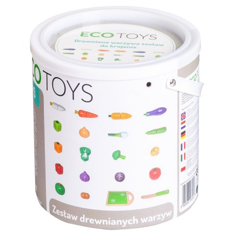 DREWNIANE WARZYWA DO KROJENIA DLA DZIECI 20 SZTUK ECOTOYS