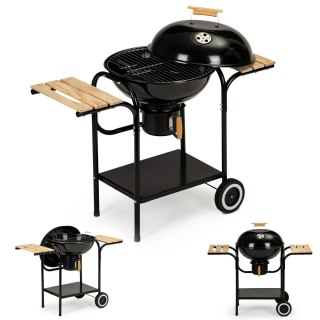 GRILL OGRODOWY WĘGLOWY Z POKRYWĄ I PÓŁKAMI RUSZT POPIELNIK