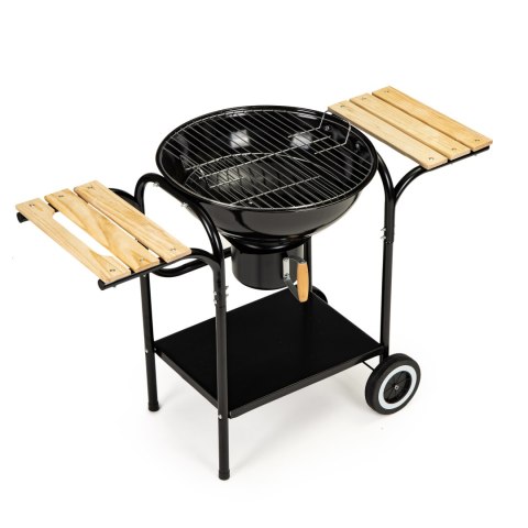 GRILL OGRODOWY WĘGLOWY Z POKRYWĄ I PÓŁKAMI RUSZT POPIELNIK