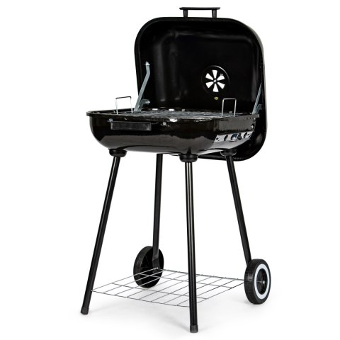 GRILL WĘGLOWY OGRODOWY Z POKRYWĄ NA ZAWIASACH + KÓŁKA MODERNHOME