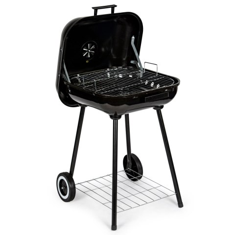 GRILL WĘGLOWY OGRODOWY Z POKRYWĄ NA ZAWIASACH + KÓŁKA MODERNHOME
