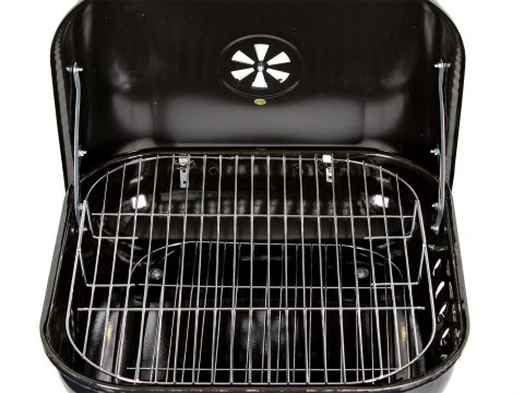 GRILL WĘGLOWY OGRODOWY Z POKRYWĄ NA ZAWIASACH + KÓŁKA MODERNHOME