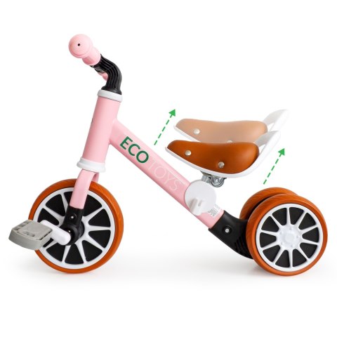 ROWER ROWEREK TRÓJKOŁOWY BIEGOWY Z PEDAŁAMI 2W1 RÓŻOWY ECOTOYS