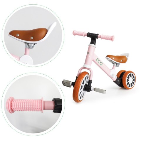 ROWER ROWEREK TRÓJKOŁOWY BIEGOWY Z PEDAŁAMI 2W1 RÓŻOWY ECOTOYS