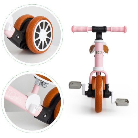 ROWER ROWEREK TRÓJKOŁOWY BIEGOWY Z PEDAŁAMI 2W1 RÓŻOWY ECOTOYS