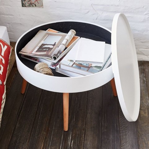 STOLIK KAWOWY OKRĄGŁY ZE SCHOWKIEM 60 CM MODERNHOME