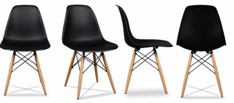 ZESTAW CZTERECH KRZESEŁ KOMPLET DO SALONU JADALNI KRZESŁO CZARNE MODERNHOME