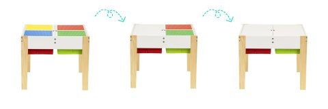 DREWNIANE MEBLE DLA DZIECI ZESTAW STÓŁ + 2 KRZESŁA ECOTOYS