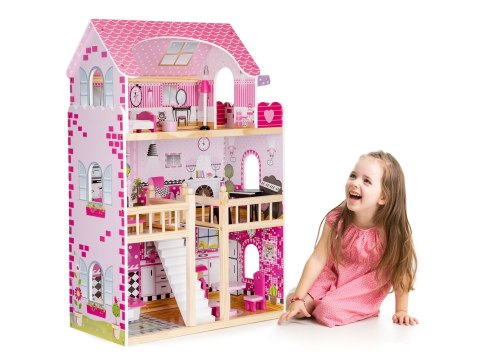 DREWNIANY DOMEK DLA LALEK MEBELKI ECOTOYS