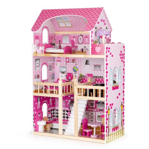 DREWNIANY DOMEK DLA LALEK MEBELKI ECOTOYS