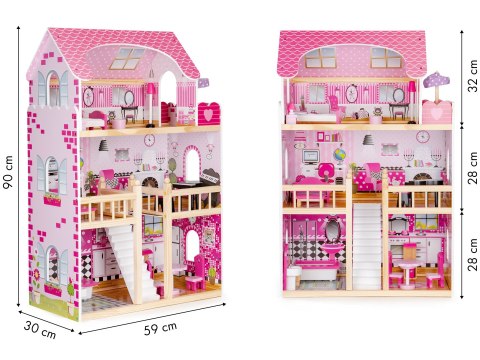 DREWNIANY DOMEK DLA LALEK MEBELKI ECOTOYS