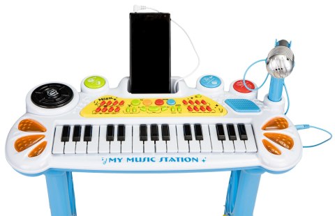 KEYBOARD ORGANKI PIANINKO Z MIKROFONEM MP3 NIEBIESKIE
