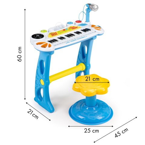 KEYBOARD ORGANKI PIANINKO Z MIKROFONEM MP3 NIEBIESKIE