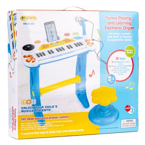 KEYBOARD ORGANKI PIANINKO Z MIKROFONEM MP3 NIEBIESKIE