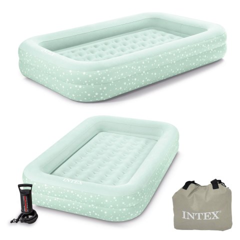 MATERAC DMUCHANY Z BANDAMI GŁĘBOKIE ŁÓŻKO DLA DZIECKA + POMPKA INTEX 66810