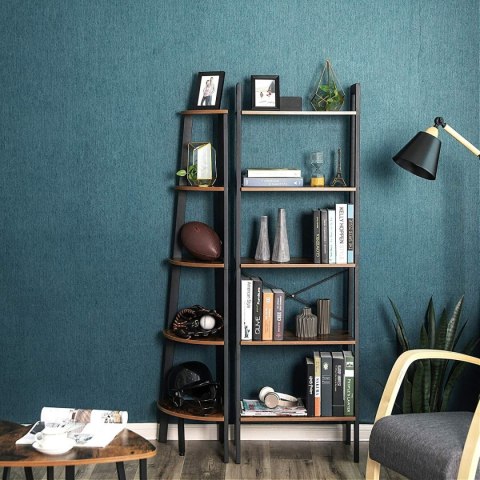 REGAŁ W STYLU RUSTYKALNYM 5 PÓŁEK METALOWY STELAŻ LOFT