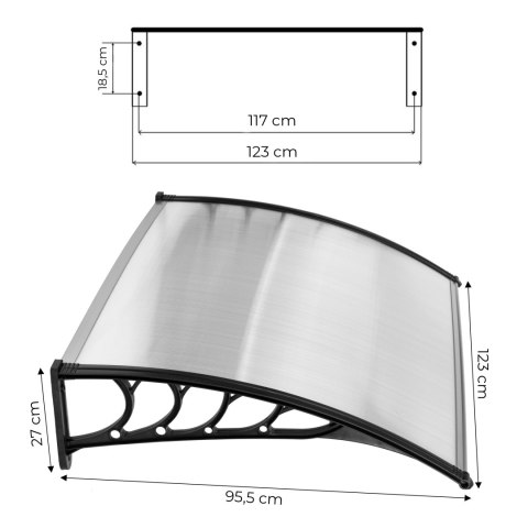 DASZEK NAD DRZWI 120X100 CM ZADASZENIE OSŁONA POLIWĘGLAN MODERNHOME