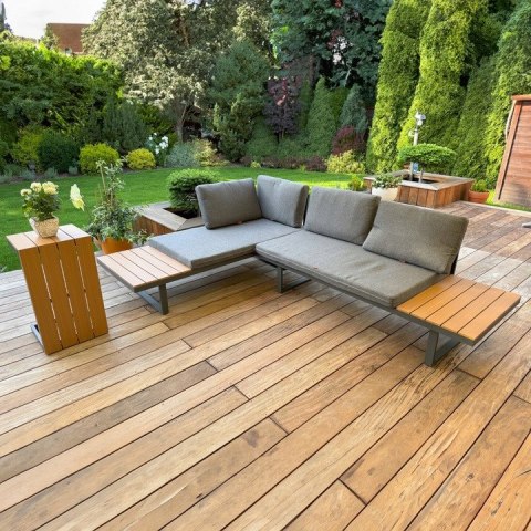 ZESTAW MEBLI OGRODOWYCH NUFORMA NAROŻNIK SOFA STOLIK
