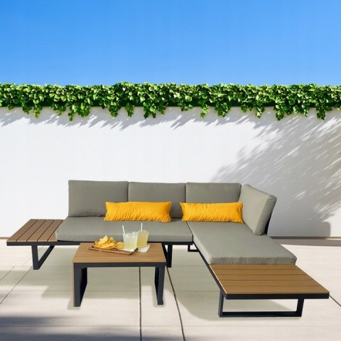 ZESTAW MEBLI OGRODOWYCH NUFORMA NAROŻNIK SOFA STOLIK