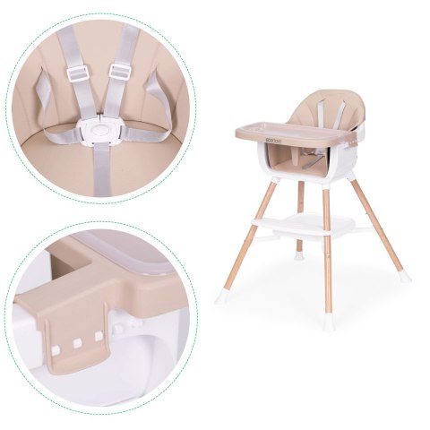 FOTELIK KRZESEŁKO DO KARMIENIA DZIECI 2W1 BEŻOWY ECOTOYS