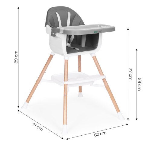 FOTELIK KRZESEŁKO DO KARMIENIA DZIECI 2W1 SZARY ECOTOYS
