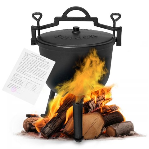 KOCIOŁEK ŻELIWNY STOJĄCY 10L GARNEK MYŚLIWSKI OGNISKO GRILL MULTIGARDEN