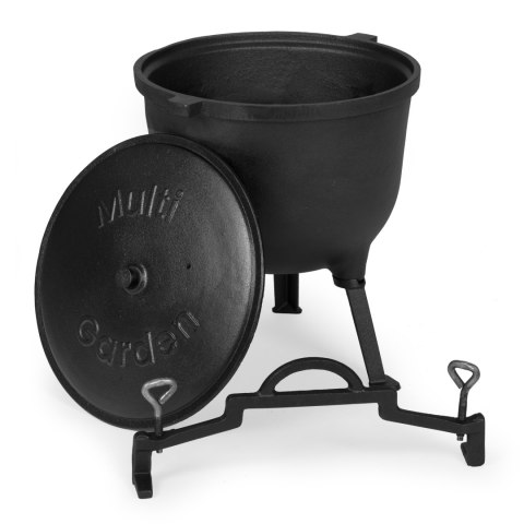 KOCIOŁEK ŻELIWNY STOJĄCY 15L GARNEK MYŚLIWSKI OGNISKO GRILL MULTIGARDEN