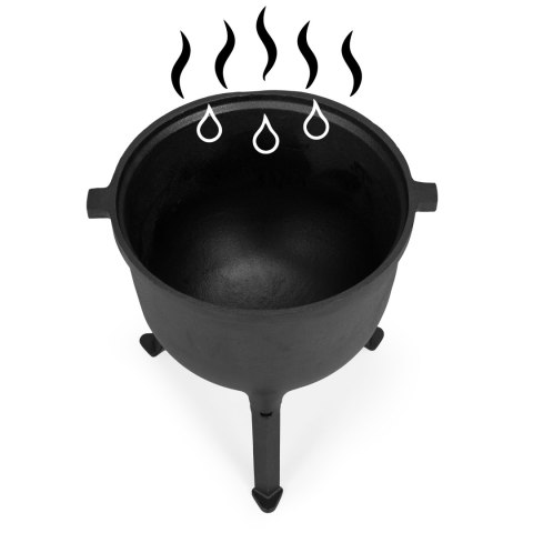 KOCIOŁEK ŻELIWNY STOJĄCY 15L GARNEK MYŚLIWSKI OGNISKO GRILL MULTIGARDEN