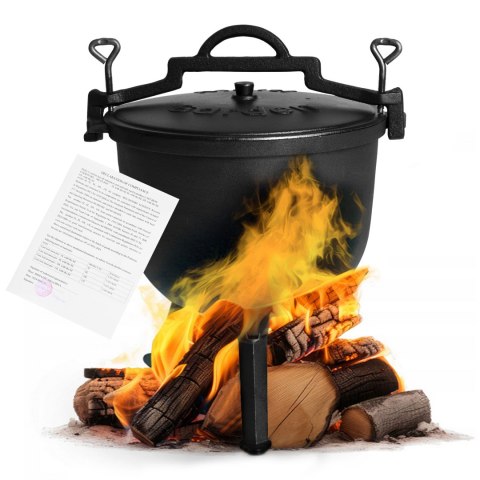 KOCIOŁEK ŻELIWNY STOJĄCY 15L GARNEK MYŚLIWSKI OGNISKO GRILL MULTIGARDEN