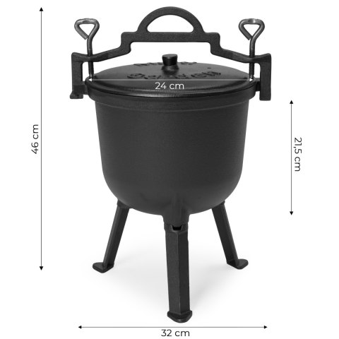 KOCIOŁEK ŻELIWNY STOJĄCY 8L GARNEK MYŚLIWSKI OGNISKO GRILL MULTIGARDEN