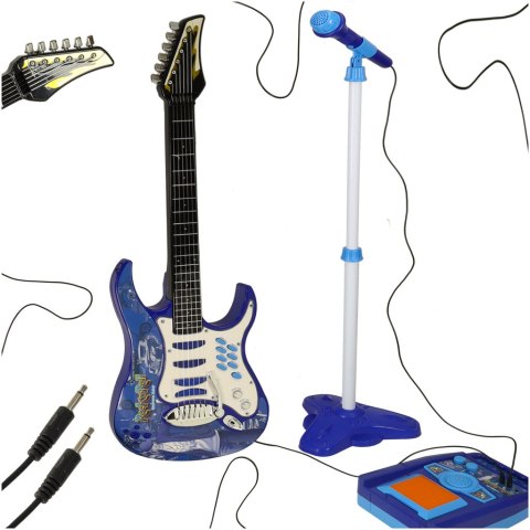 Gitara elektryczna rockowa z wzmacniaczem mikrofonem dla dzieci niebieska
