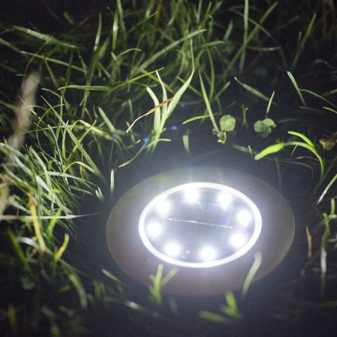 Lampa solarna ogrodowa LED najazdowa gruntowa 6500K zimny biały 12szt