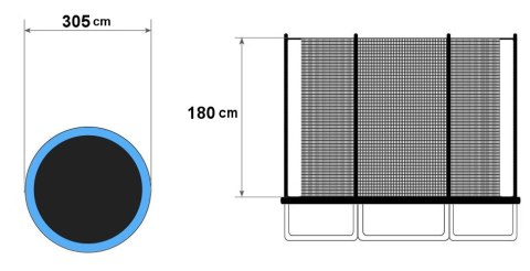 Siatka ochronna wewnętrzna na trampolinę 10ft 6 słupków 305cm