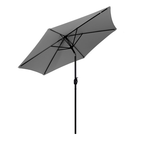 Duży parasol ogrodowy skośny łamany z korbą 6 żeber szary 270 cm MultiGarden